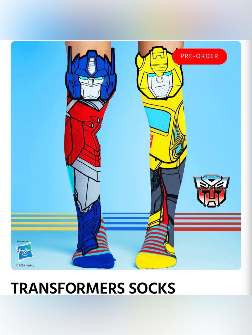 MADMIA Transformers Character Knee-High Socks - Blue & Yellow